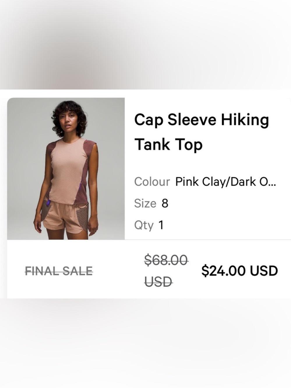 Lululemon Cap Sleeve Hiking Tank in Pink Clay Size 8 - Picture 7 of 11